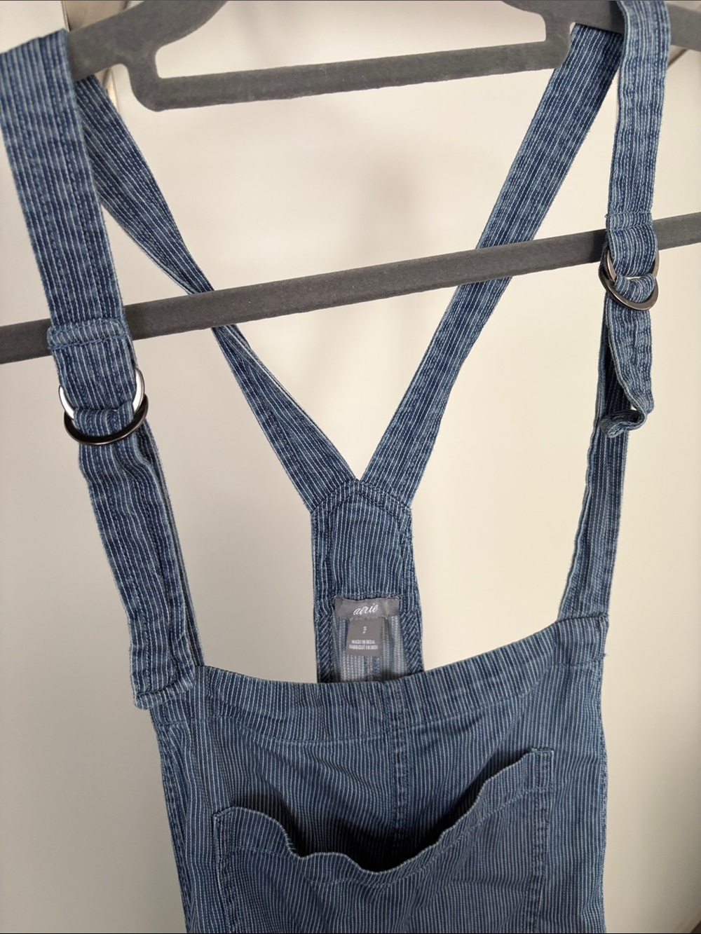 aerie Blue Denim Overalls with Front Bib - Picture 2 of 3
